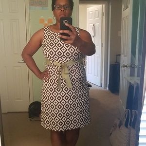 White and brown with green bow easter dress.